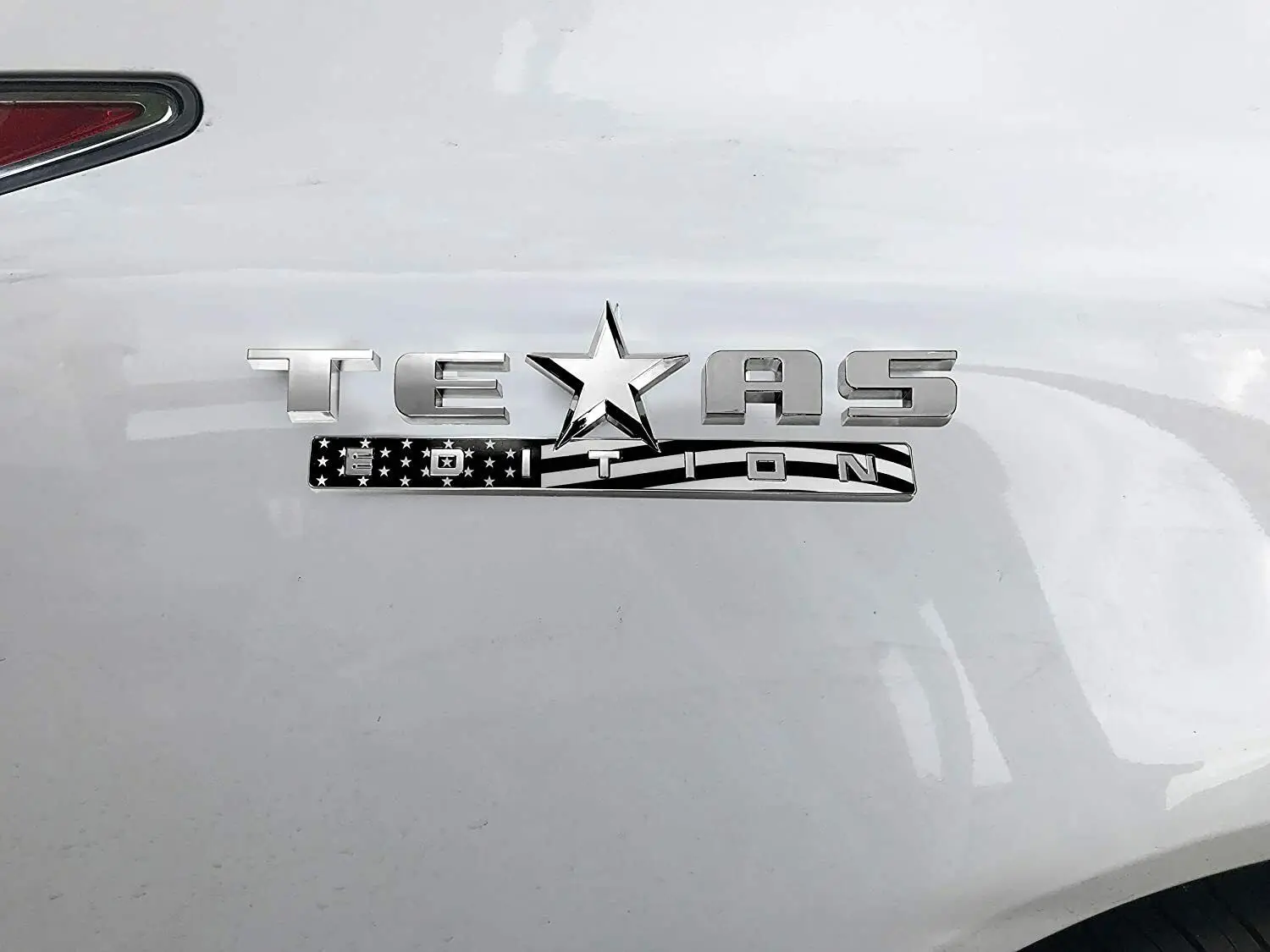 3x Red Black USA Flag Chrome 3D TEXAS EDITION Left Right Fender Emblem Car Door Rear Trunk Nameplate Badge Sticker UNIVERSAL