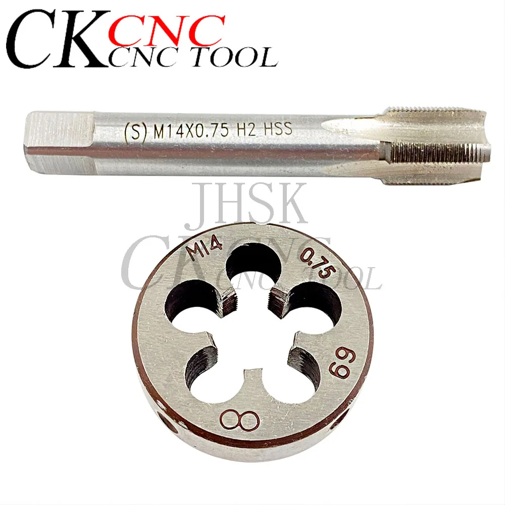 HSS آلة M14 X 0.75 مللي متر صنبور لولبي و 1 قطعة M14 X 0.75 مللي متر يموت خيوط مجموعة متري HSS أدوات الحق M14 * 0.75