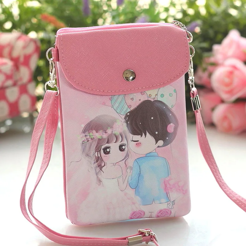 Pu leather cartoon cute doll girls snack bag ladies convenient messenger mobile phone bag Messenger bag handbag Shoulder Bags