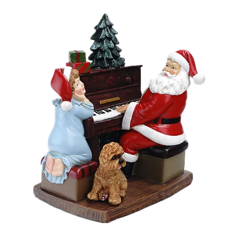 

Home Decoration Christmas House Statues Nordic Christmas Ornaments 2021 Santa Piano Craftsman Sculptures Figurines For Interior