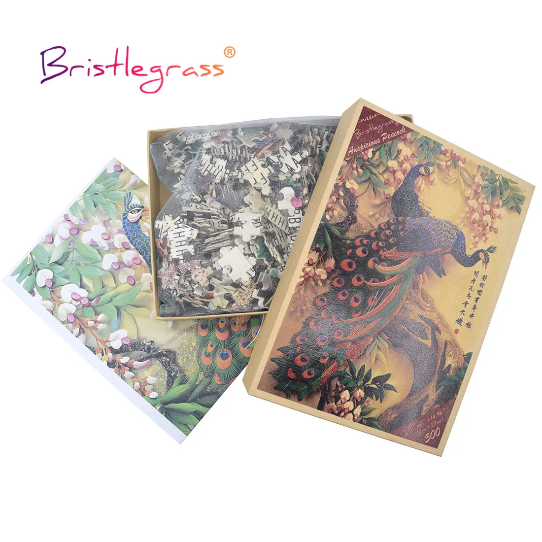 BRISTLEGRASS Wooden Jigsaw Puzzle 500 1000 Piece Orchid Flower Bee Yuzhi Educational Toy Collectibles Chinese Painting Art Decor