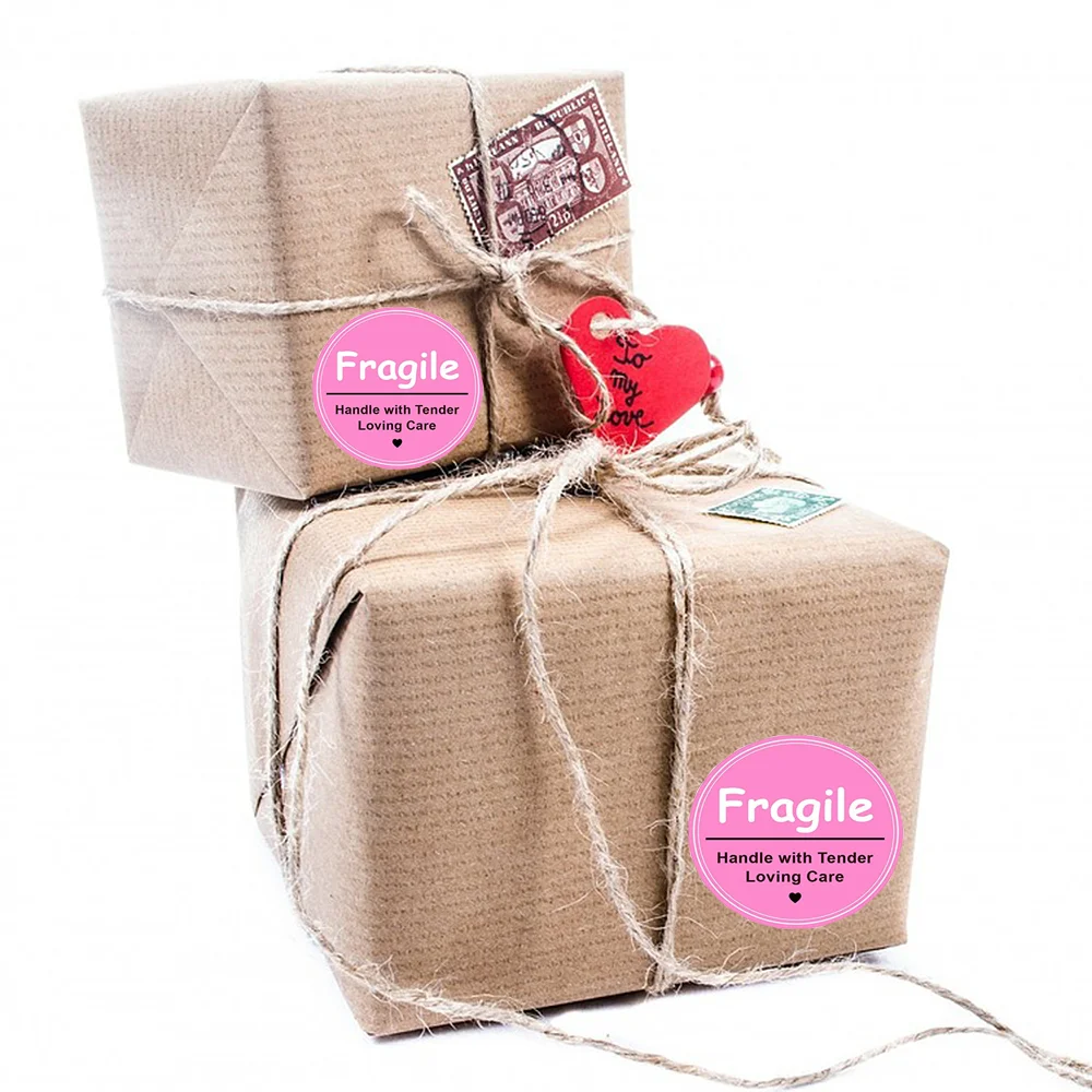500pcs FRAGILE Handle With Care Shipping Label Sticker 2 inch Fragile Warning Sticker For Personal Gift Bag Box Shipping