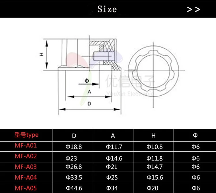 5PCS/lot Potentiometer Pot Knob Cap MF-A01/A02/A03/A04/A05 Rotary Switch Knobs Caps Small Switch Button Cap