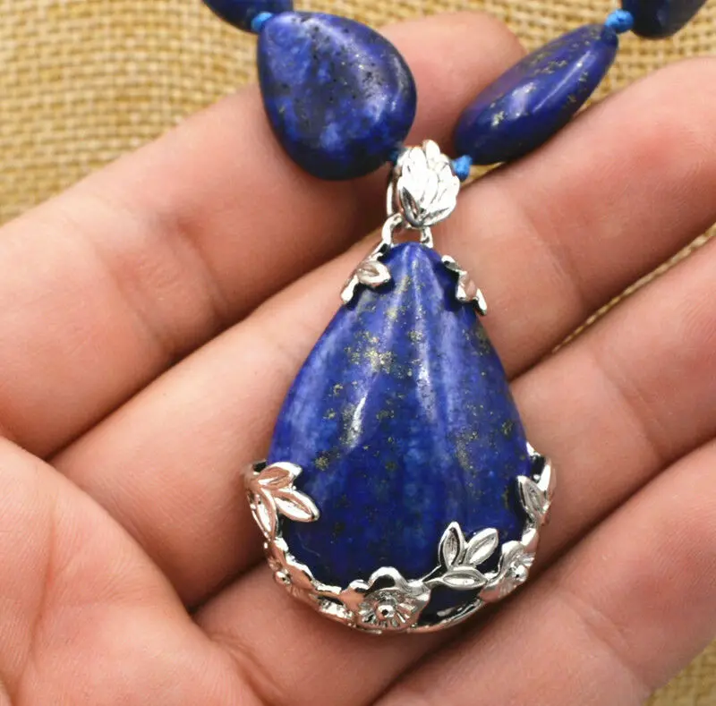 new 13x18mm Natural Lapis Lazuli teardrop Gemstone Necklace Pendant 18  jade