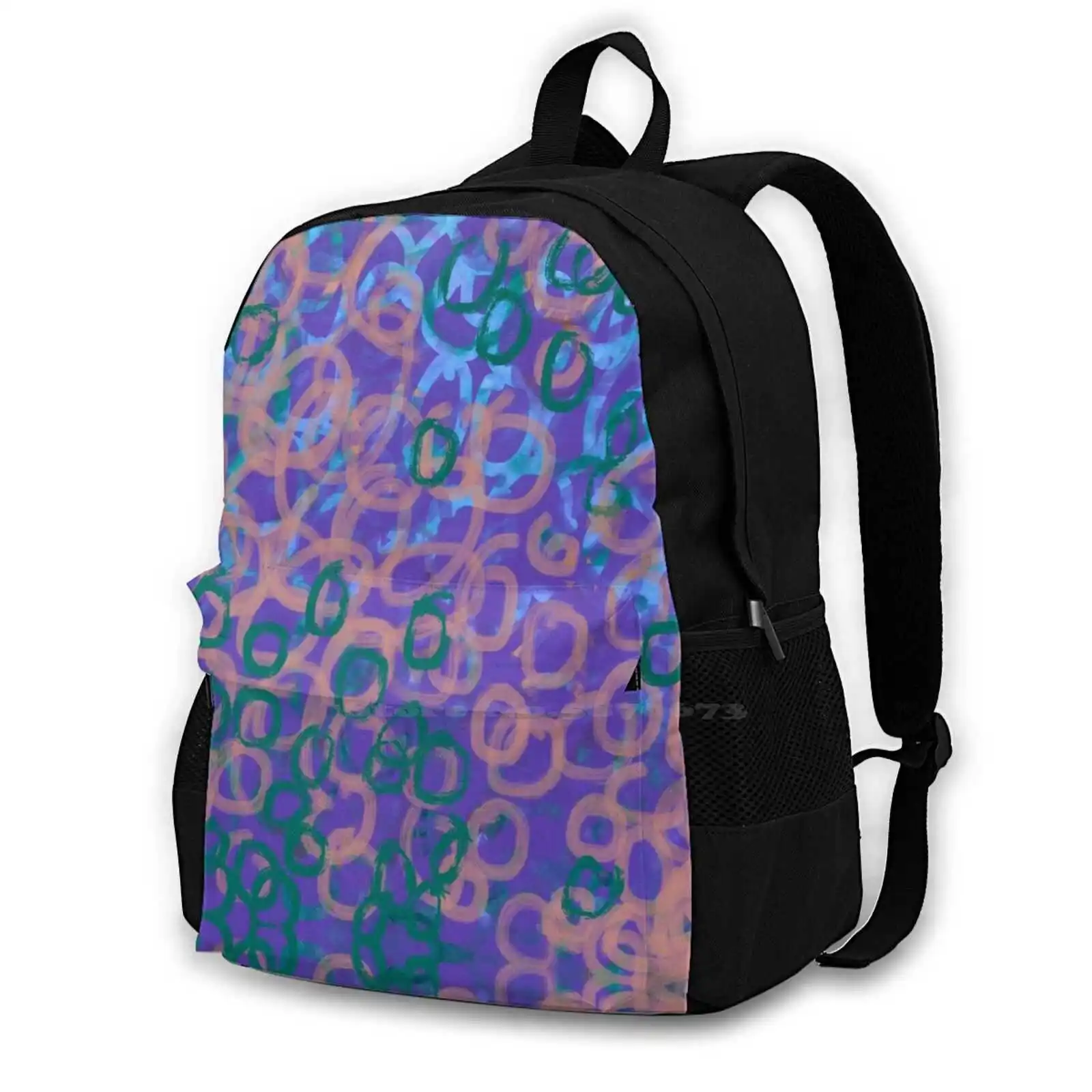 Bubbly School Bags For Teenage Girls Laptop Travel Bags Bubbly Bubbles Water Flow Blue Purple Peach Relaxing Colourful Fun