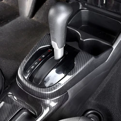 For Honda FIT JAZZ 2014 2015 2016 ABS Carbon Fibre Car gear shift lever knob frame panel cover trim accessories 1pcs