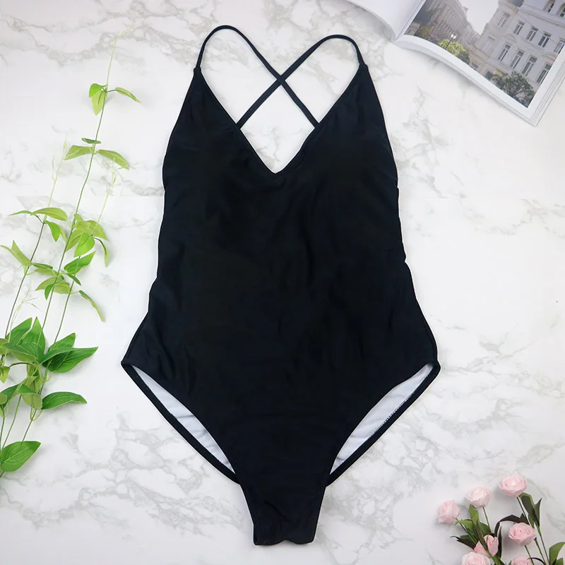 2022 women Swimwear Sexy high cut one piece swimsuit Backless swim suit Black White Red  thong Bathing suit female Monokini 2741