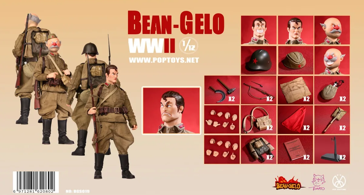 Poptoys bean-gelo 1bgs017 018 019 1/12 escala wwii urss soldados