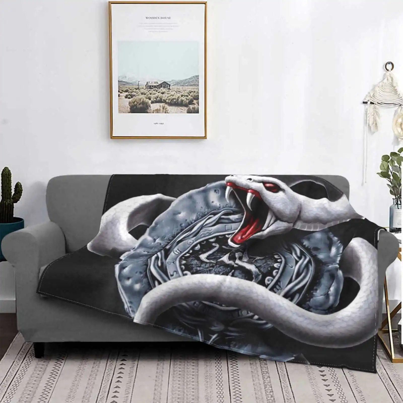 Somad Whitesnake Somad Tour Somad 2019 Logo Wrapped In A White Snake With A Black Background Top Quality Comfortable Bed Sofa