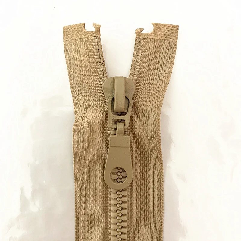 2pcs 5# Khaki  25/30/35/40/50/55/60/70 cm detachable resin zipper opening automatic ecological locking plastic zipper sewing