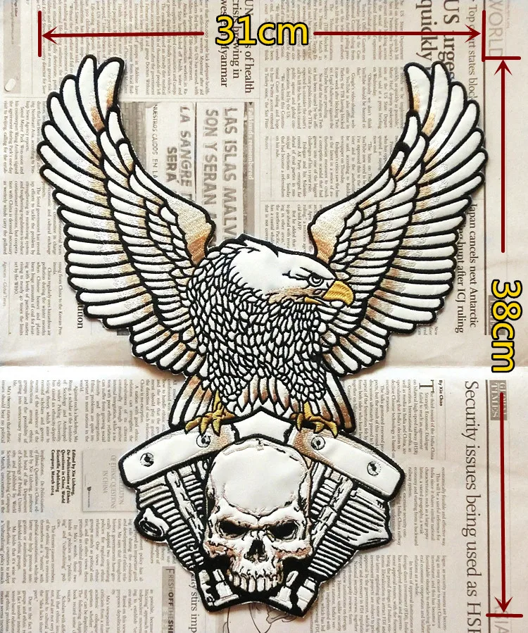 Large badge Engine Eagle Punk Biker big Patches DIY Motorcycle Embroidery light reflection classic badge for Jean vest Jackets