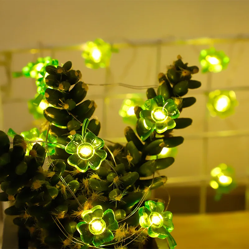LED Fresh Four Leaf Clover String Light Creative Mini Lamp String Battery Operated for Outdoor Railing Indoor Bedroom Decoration