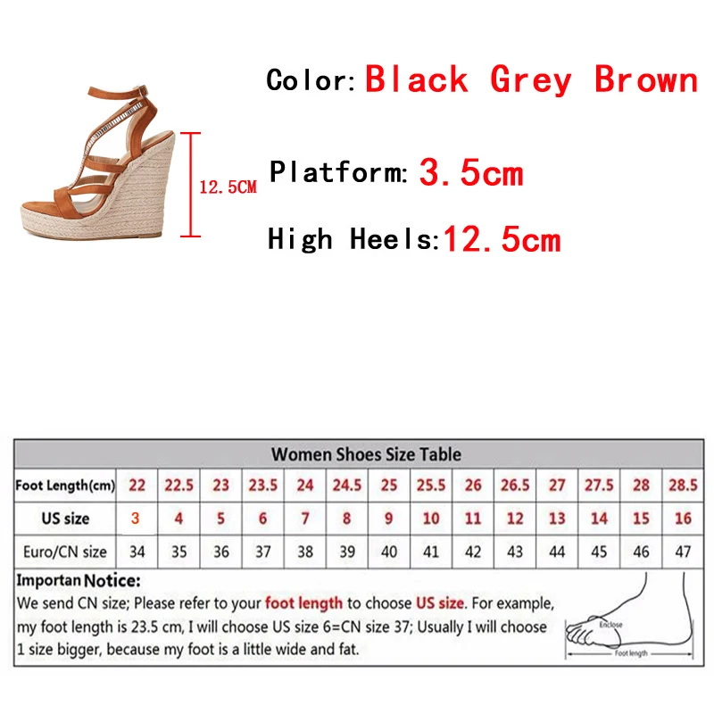 New Summer Wedge Sandals Women Straw Rope Weave Thick Bottom Platform High Heels Fashion Open Toe Buckle Strap Rhinestone Shoes