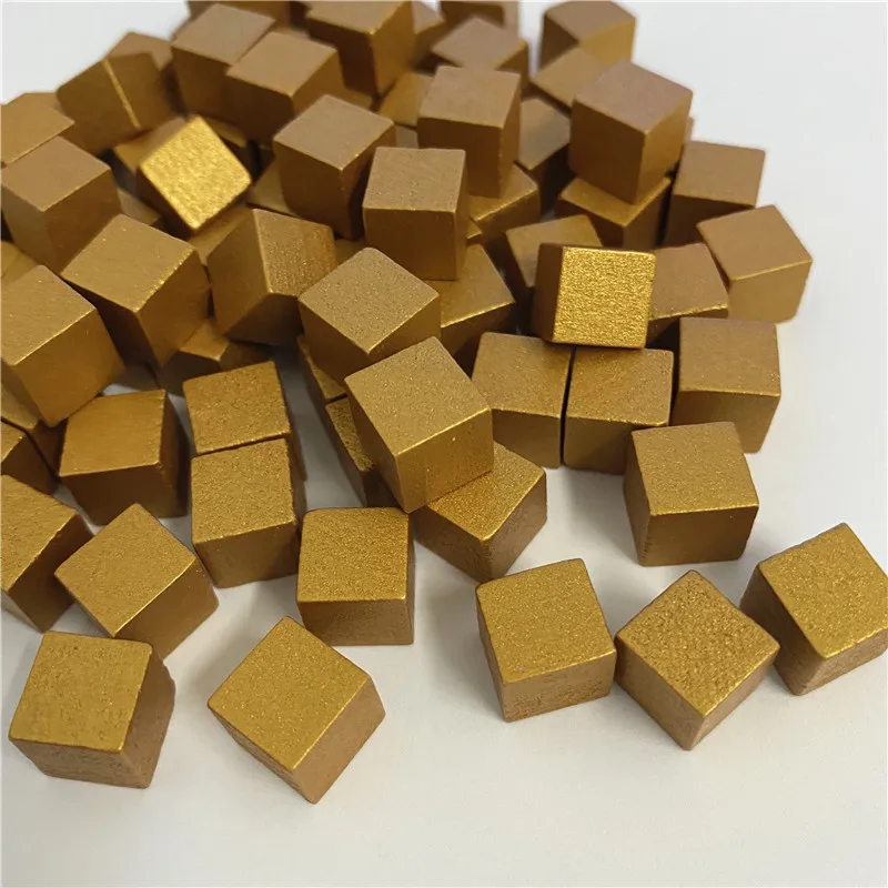 100Pcs/Set 10mm Gold/Silver Metal Color Wood Square Corner Dice Chess Piece Right Angle Cubes For Puzzle Board Game