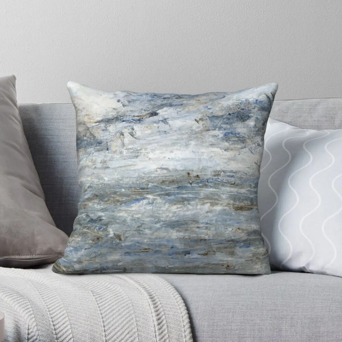 Abstract Seascape In Grey And Blue Pillowcase Polyester Linen Velvet Pattern Zip Decor Pillow Case Room Cushion Cover Wholesale