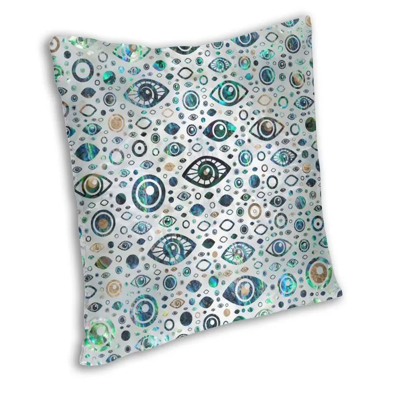 Greek Evil Eye Abalone Shell And Gold Pattern Cushion Cover Sofa Home Decor Nazar Charm Square Throw Pillow Case 40x40