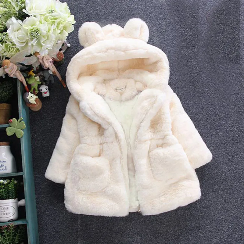 2020 Baby Girls Jacket Kids Boys Fashion Coats Artificial Fur Warm Hooded Autumn Winter Girls Infant Clothing Children's Jacket