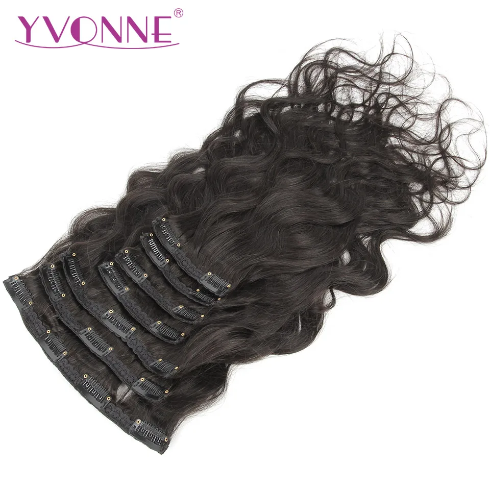 

YVONNE Body Wave Clip In Human Hair Extensions Brazilian Virgin Hair 7 Pieces 120g/set Natural Color