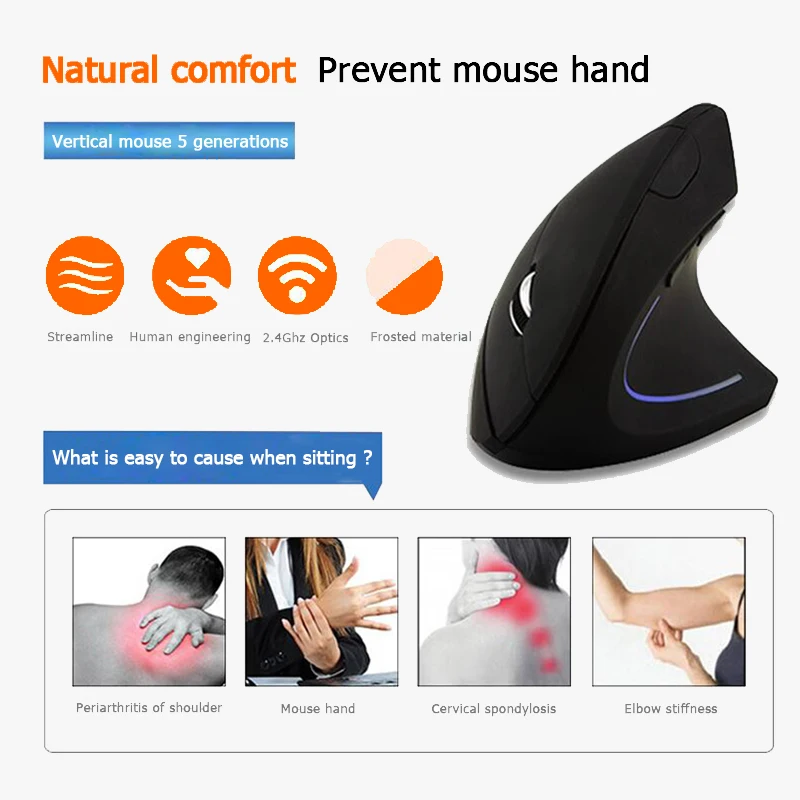 Новая дугообразная беспроводная мышь пятого поколения UTHAI 2020, оптическая мышь 2,4G, эргономичная, подходит для ПК и ноутбуков