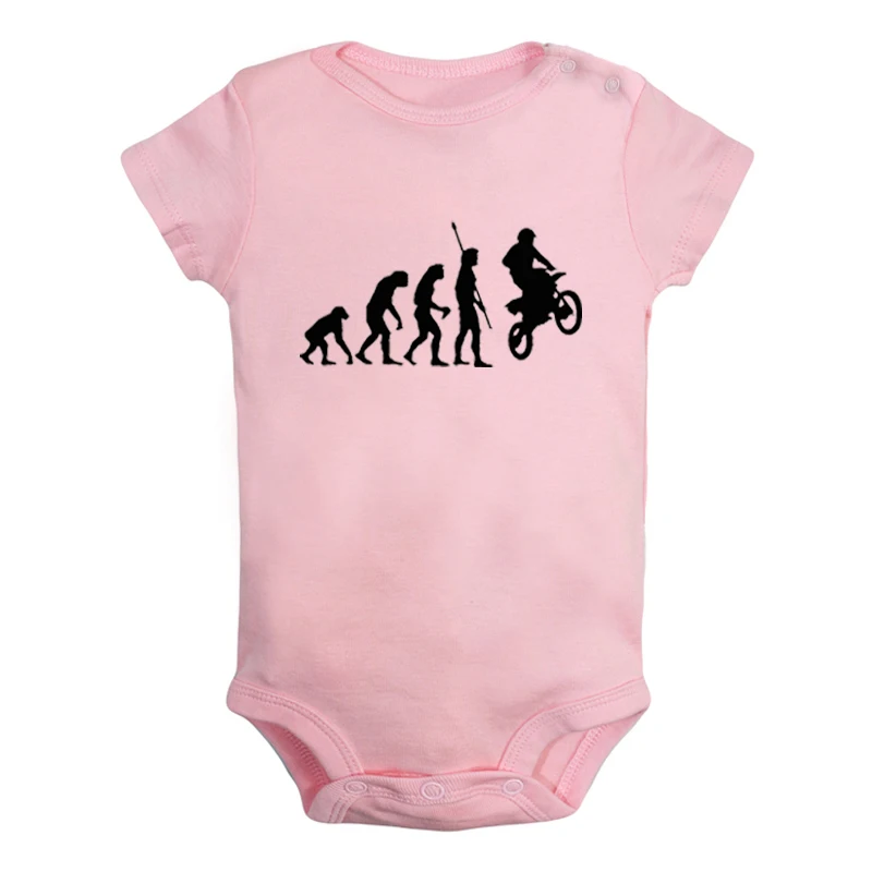 iDzn The Evolution of Man Biker Motorbike Bike Black Print Newborn Baby Girl Boy Clothes Short Sleeve Romper Outfits Cotton