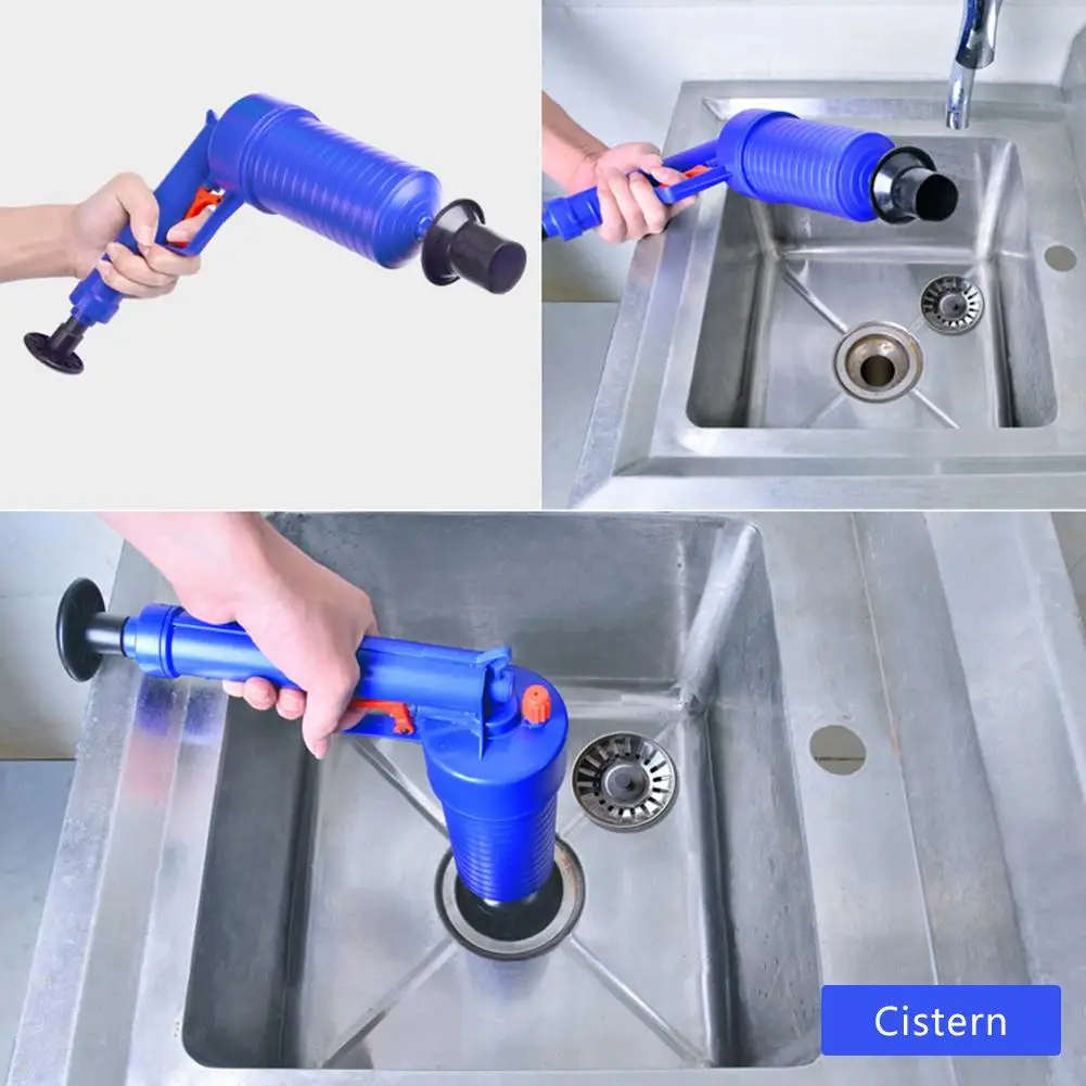 Air Power Drain Blaster Gun High Pressure Pipe Plunger Drain Cleaner Pump Pipeline Clogged Remover Bathroom Sink Toilet Cleaner