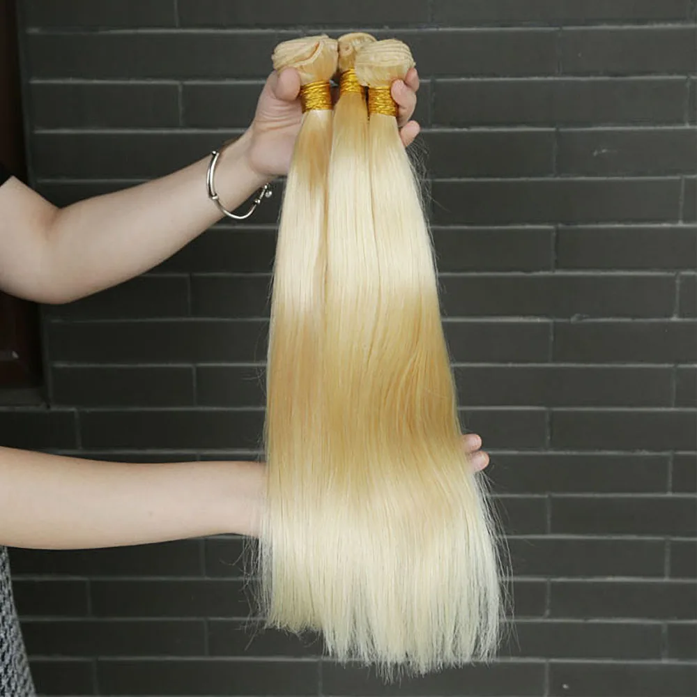 613 Blonde Braziliaanse Straight Menselijk Haar Bundels 8-32 Inch 1/3/4 Bundel Aanbiedingen Blonde Menselijk Haar Weave remy Human Hair Extensions