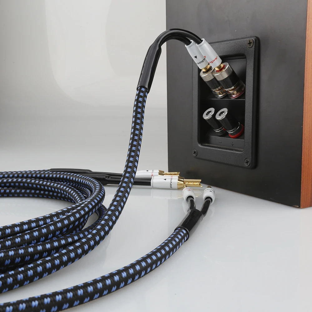 Ein Paar Audiocrast SP14 HIFI versilberte Lautsprecherkabel, hochwertiges OCC-Lautsprecherkabel für Hi-Fi-Systeme, Y-Stecker, Bananenstecker. – Detail 7