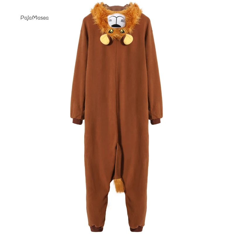 Lion Animal Pajama Women Christmas Onesie Men Adult Fleece Pyjamas Onsie Cartoon Cosplay Costume Family Party Raccoon Kigurumi