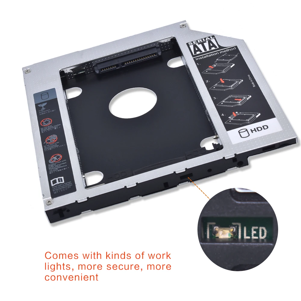 TISHRIC Aluminum 9.5mm 12.7mm HDD Caddy 2.5" SATA 3.0 Optibay Hard Disk Drive Box Case Enclosure For Laptop DVD-ROM