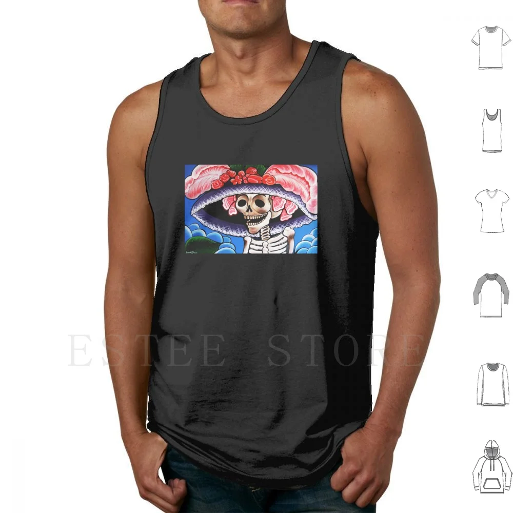 Posada's Big Hat Tank Tops Vest Dia De Los Muertos Posada Skeleton Jose Posada