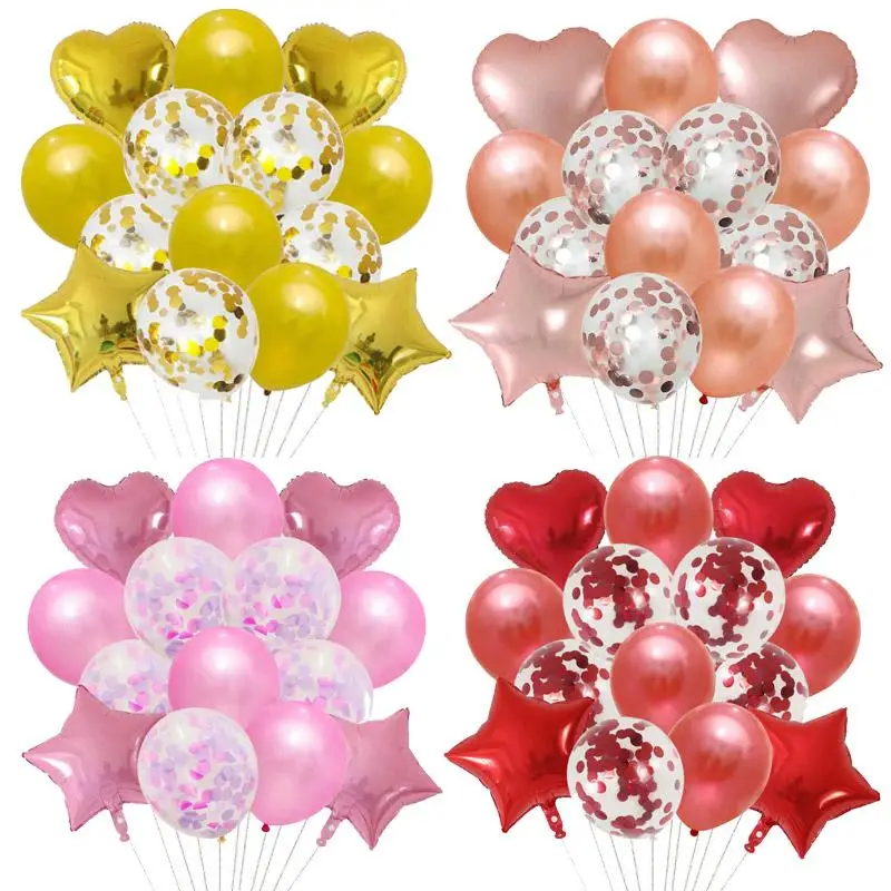 

14Pcs/set 18inch Heart Star Foil Balloon Confetti Latex Balloons Wedding Party Decor Children's Birthday Supplies Helium balloon