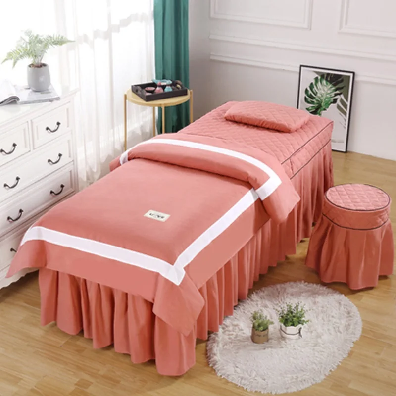 

Glen 4pcs Bedding Set for Beauty Salon Massage Spa Skin-friendly Bed Sheets Bedskirt Stoolcover Pillowcase Dulvet Cover Sets