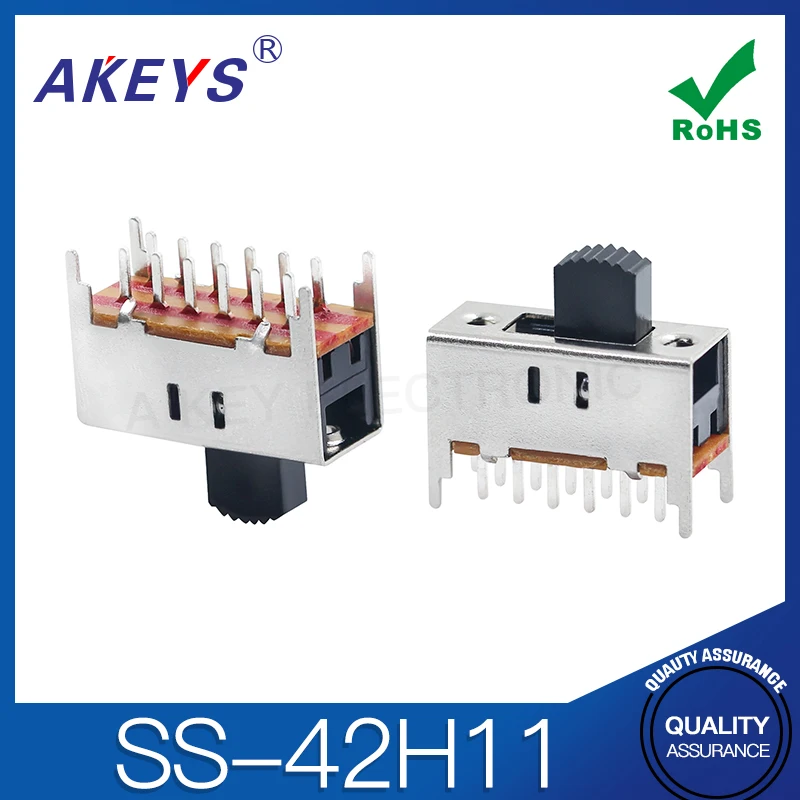 SS-42H11 (4P2T) Dial Switch 2-Step Double-row long handle 4 fixed feet 12 feet vertical slide