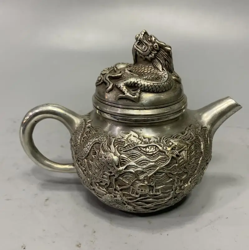 Archaize White copper dragon teapot crafts statue