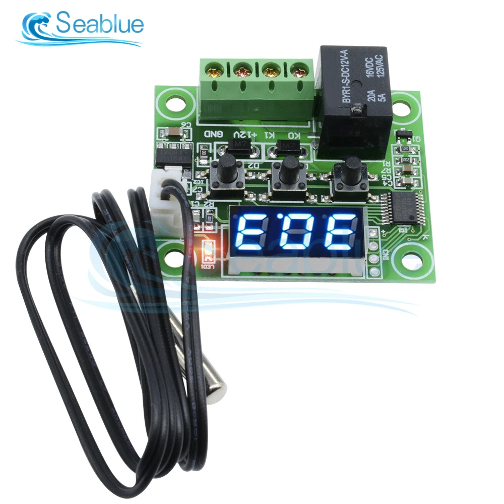 W1209 LED Digital Thermostat Temperature Controller Thermometer Switch Module Waterproof NTC Sensor DC 5V 12V 24V AC 110-220V