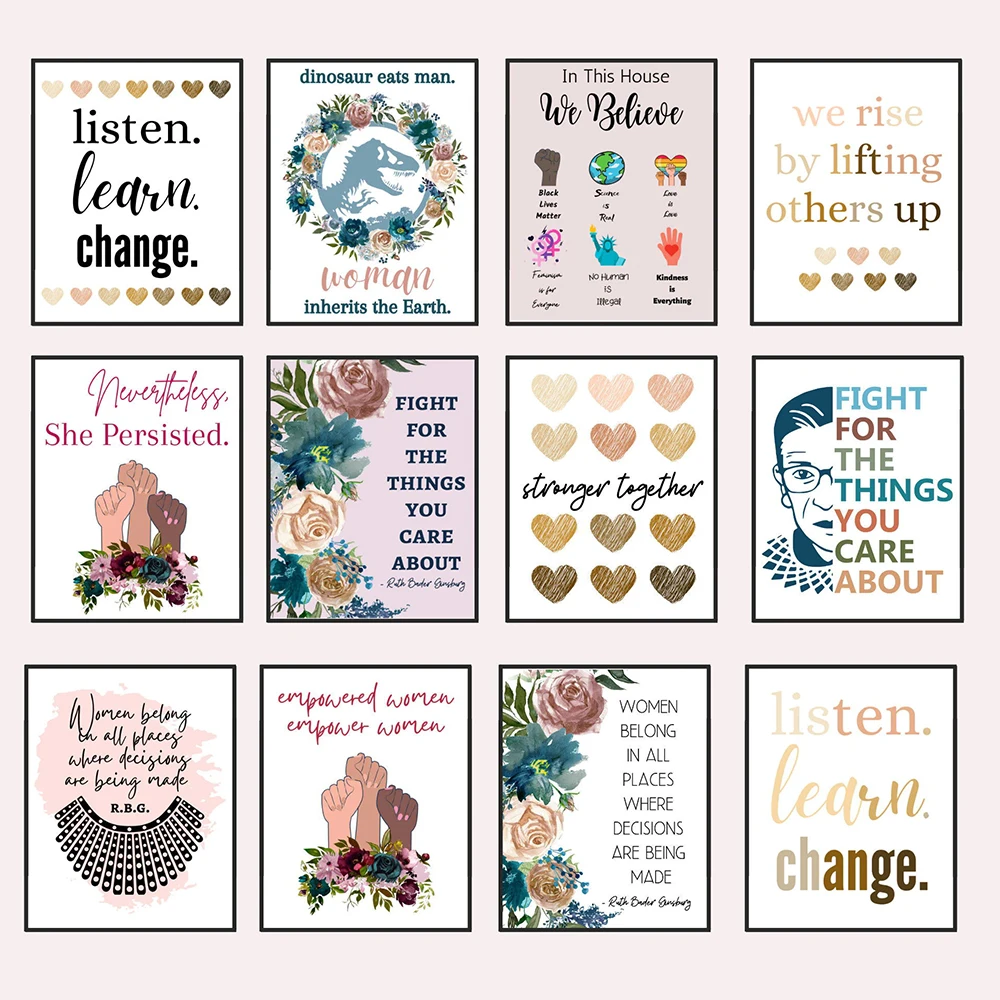 Feminist Poster Girl Power Art Prints Girls Gift Empowered Women Modern Wall Art Canvas Painting Picture Woman Room Wall Decor