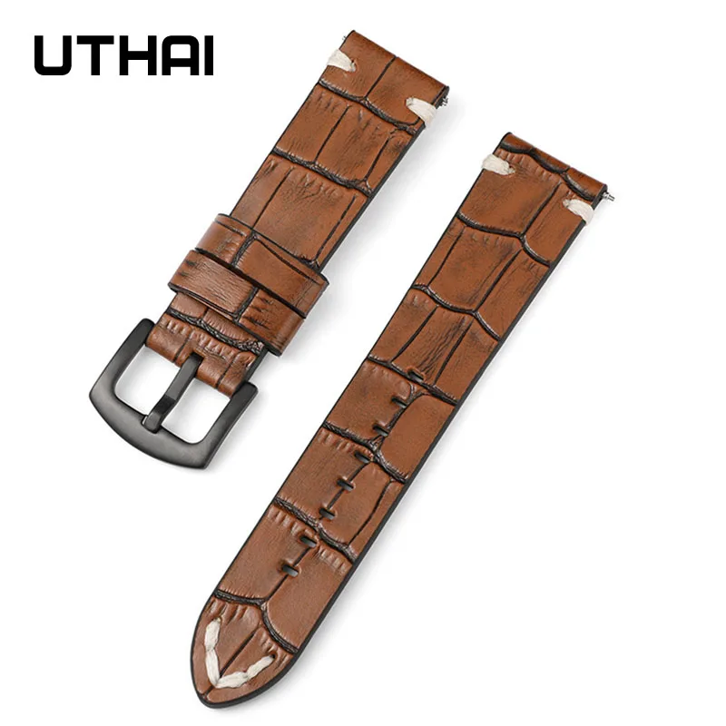 UTHAI Z45 Genuine leather Watchbands Retro High quality Watch strap Bracelet Belt 20mm 22mm Steel Buckle Wrist Band +tool