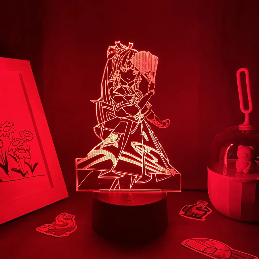 3D Game Anime Genshin Impact Led Night Light Lava Lamp Cool Birthday Gifts For Friends Gaming Room Table Decor Kamisato Ayaka