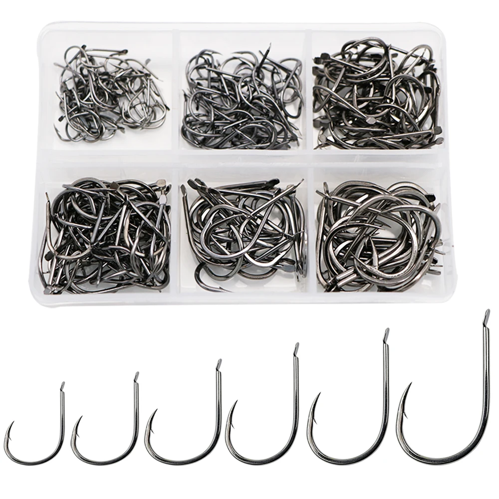 240pcs/box Barbed Fishing Hooks Carp Single Fishihook Set Fly Fishing Accessories Carbon Steel Jig Sea Hook