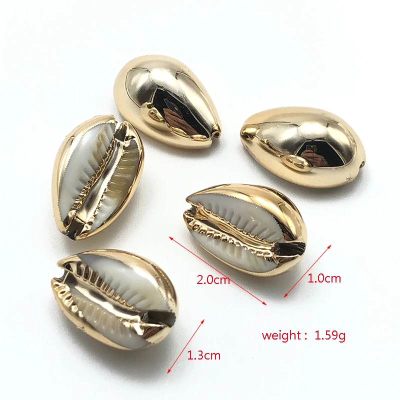 10pcs charm cowrie shell beads golden connection for fashion jewelry making DIY handmade bracelet necklace accessories