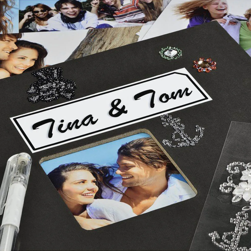 31 x 31cm Photo Album Creative 30 Black Pages DIY Album Scrapbooking Craft Paper Photograph Album for Wedding Anniversary Gifts
