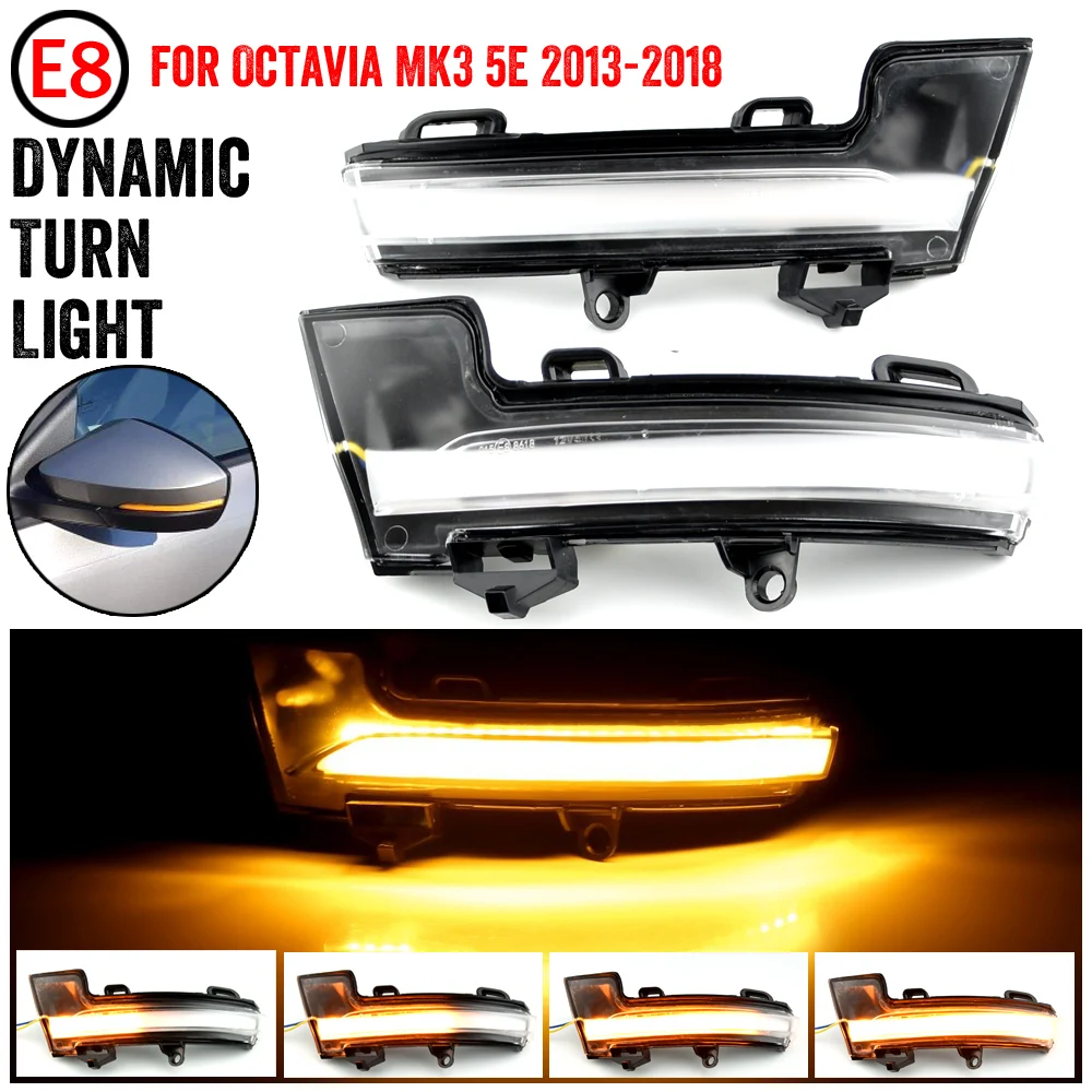 For Skoda Octavia Mk3 A7 5E 2013 2014 2015 2016 2017 2018 2019 Rearview Mirror Blinker Indicator LED Dynamic Turn Signal Light