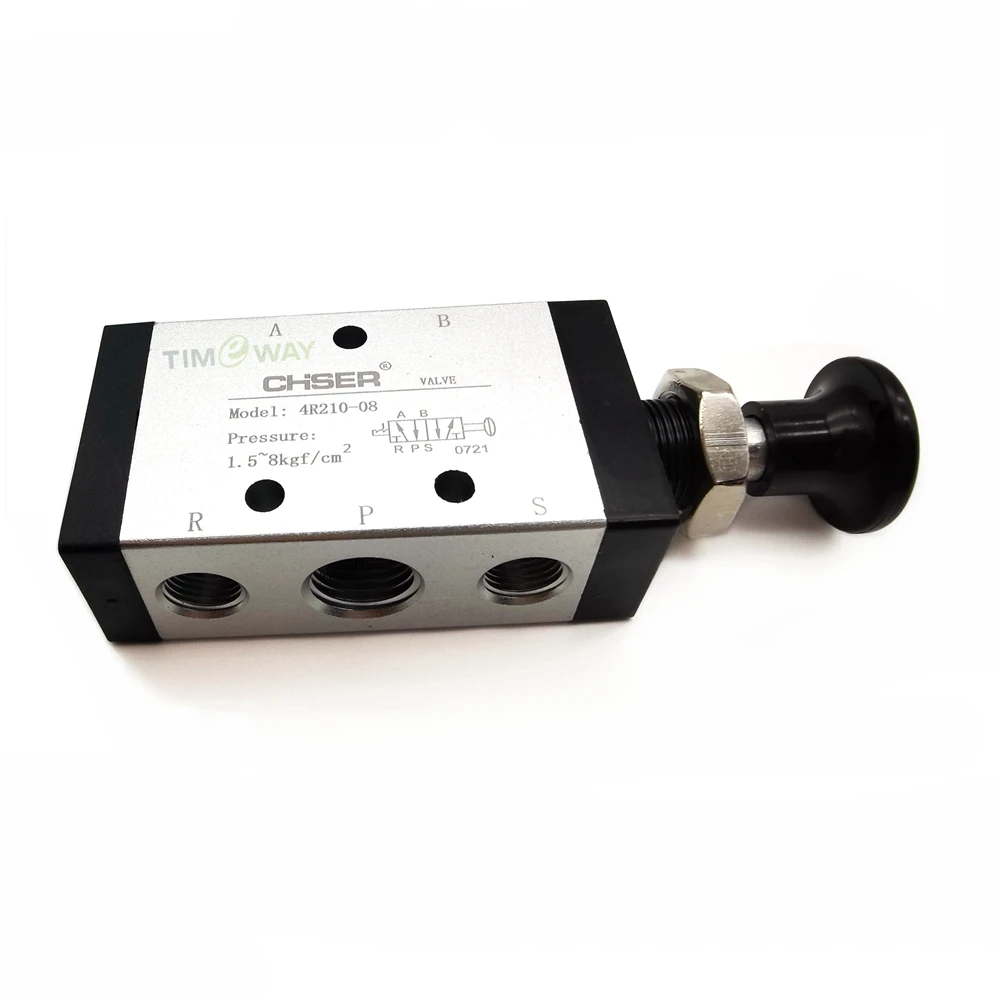 AIRTAC Pneumatic 1/4 inch NPT 5 Way 3 Position Hand Draw Valve 4R210-08 Pneumatic Solenoid Valve