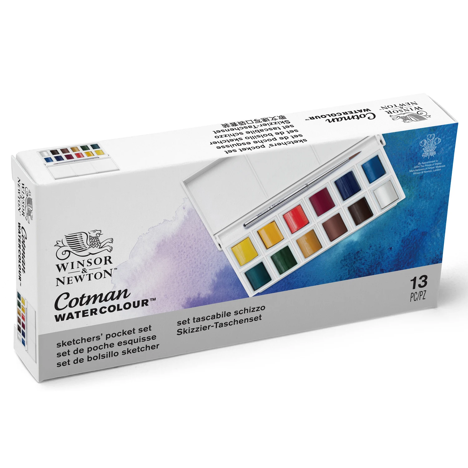 

Winsor&Newton cotman solid WaterColor Paint Pigment Pocket Set 12 half pans and a brush pen