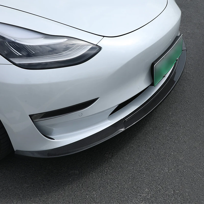 Car Front Bumper Lip Splitter ABS Front Bumper Spoiler Sport Style Carbon Fiber Front Bumper Lip Spoiler For Tesla Model 3