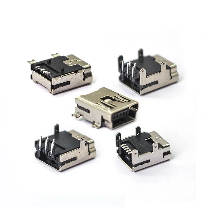 20pcs Mini USB female 5 Type Flat Edge SMT dip 5Pin Connectors Port Jack Tail Socket Plug Terminals For Samsung Huawei mobile