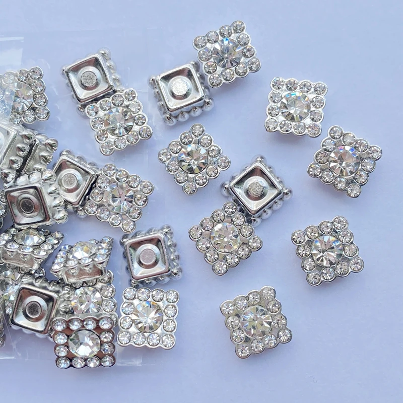 50/100pcs Shiny beads 10mm Multicolor Square Rhinestone Bezel For Scrapbook Cards Decoration DIY Jewelry Crafts Loose Beads F26