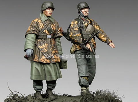 1/35 KG Hansen at Poteau Set #1, 2 figures, Resin Model Soldier GK, World War II military theme, Unassembled and unpainted kit