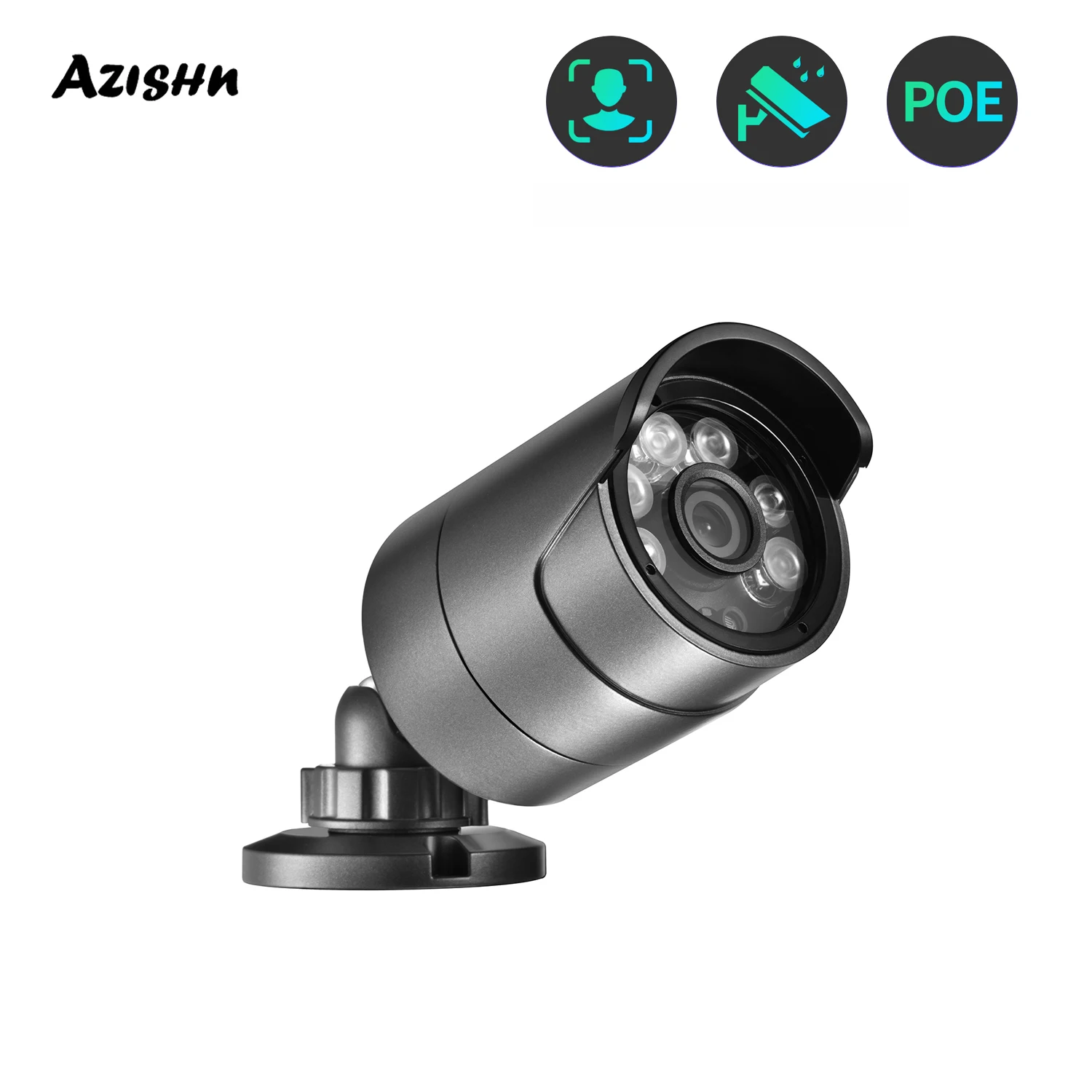 Azishn-弾丸カメラ8mp,屋外,防水オーディオ,人間検出,家庭用CCTVカメラ,金属ケース