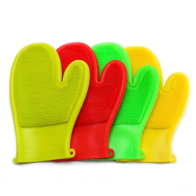 1PCS High Temperature Resistant Silicone Gloves Kitchen Tools Anti-skid Cleaning Brush Kitchen Utensils